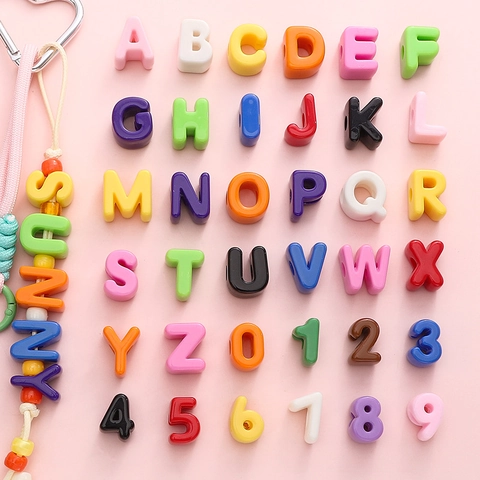 Acrylic Large Hole Alphabet Letter Number Beads Colorful Loose Beads DIY Bracelet Necklace Jewelry Making Finding Accessories