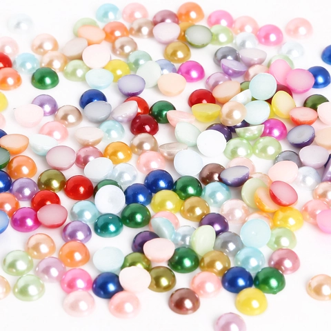 8mm Half Round Flatback ABS Faux Artificial Pearls No Hole Beads For DIY Jewelry Making Nail Art Hair Accessories Craft Mixed Colors