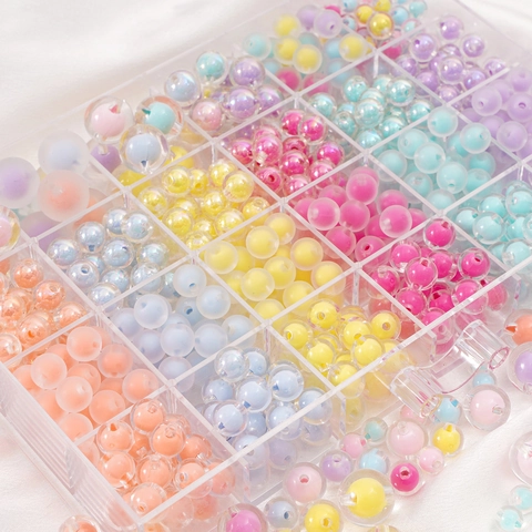 Cuentas Redondas de Macarrón Galvanizadas Transparentes de Acrílico para Hacer Joyas DIY Pulsera Collar Cadena de Teléfono Cuentas de Artesanía