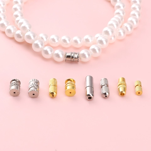 Brass Copper Screw Clasps For Jewelry Making DIY Necklace Bracelet Connection Accessories Gold Silver Electroplated Threaded Barrel Connectors