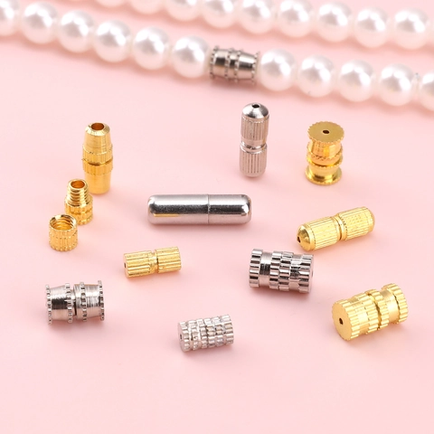 Brass Copper Screw Clasps For Jewelry Making DIY Necklace Bracelet Connection Accessories Gold Silver Electroplated Threaded Barrel Connectors