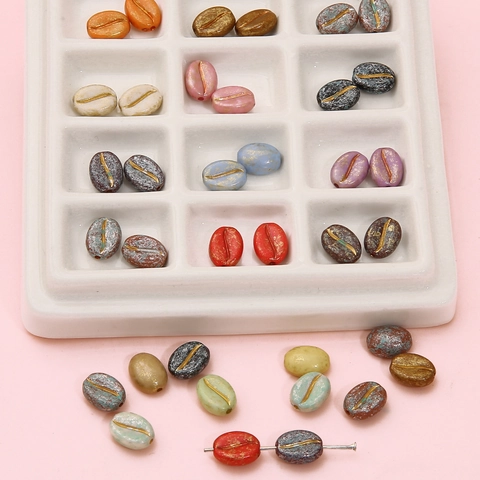 Acrylic Coffee Bean Loose Beads For DIY Bracelet Necklace Phone Chain Making Retro Painted Handmade Jewelry Craft Accessory