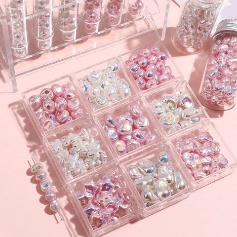 Iridescent ABS Artificial Pearl Beads For DIY Jewelry Making Irregular Butterfly Star Heart Shape Loose Beads Accessories