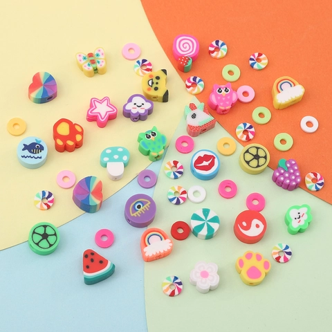 Bunte Polymerton Perlen Set Frucht Tier Blumenmuster Für Handgefertigt DIY Schmuckherstellung Armband Halskette Zubehör
