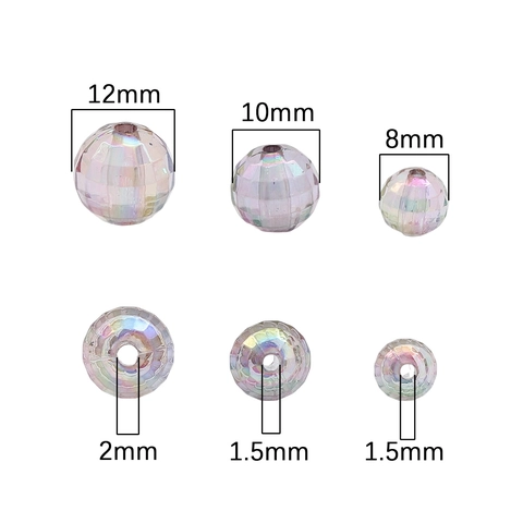 Faceted Acrylic Rainbow AB Color Round Beads For DIY Jewelry Making Bracelet Necklace Handcraft Materials Beading Supplies