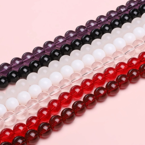 Simple Transparent Agate Red Round Glass Beads Smooth Loose Beads DIY Jewelry Making Materials For Bracelet Necklace Earring Accessory