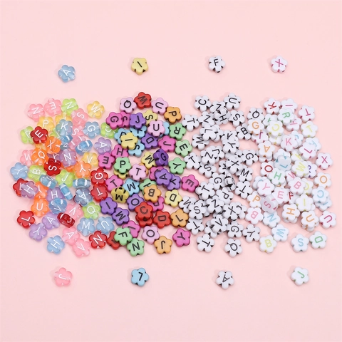Perline con Alfabeto a Forma di Fiore in Acrilico per Creazione di Gioielli Fai da Te Bracciali Collane Lettere Colorate