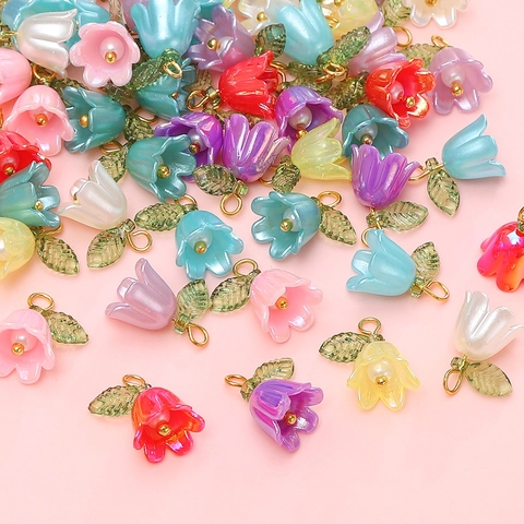 Perline in Acrilico Mughetto Galvanizzato Ciondoli Fai da Te per Creazione Gioielli Collane Bracciali Portachiavi Donna