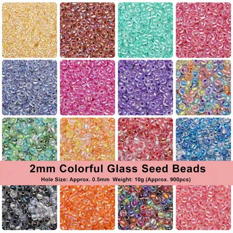 2mm Iridescent Pearlized Core-Dyed Glass Seed Beads For DIY Bracelet Necklace Jewelry Making Handmade Round Spacer Beads