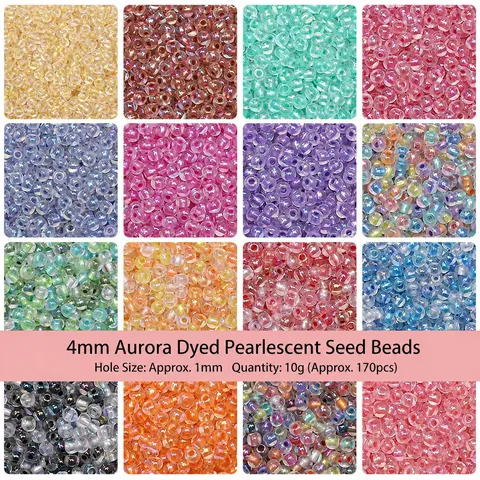 4mm Iridescent Glass Seed Beads For DIY Jewelry Making Colorful Pearly Dyed Core Round Beads Handmade Craft Accessories