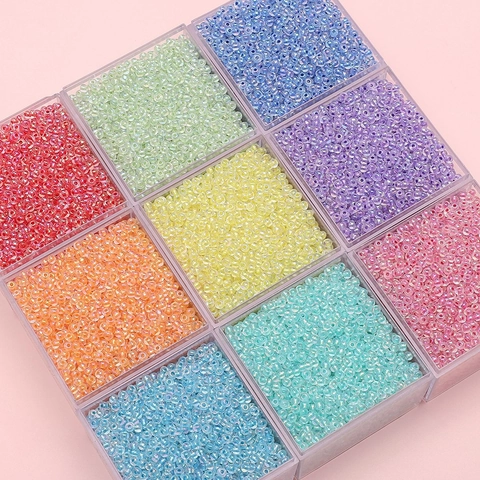 4mm Iridescent Glass Seed Beads For DIY Jewelry Making Colorful Pearly Dyed Core Round Beads Handmade Craft Accessories