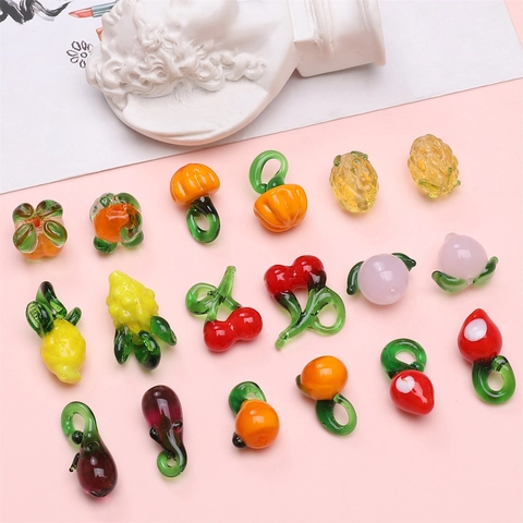Handgefertigte Lampwork Glas Obst Gemüse Perlen Für DIY Schmuckherstellung Obst Form Charms Armband Halskette Zubehör