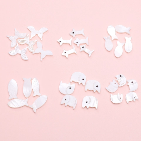 Natural Mother Of Artificial Pearl Shell Animal Charms Cute Butterfly Elephant Dog Fish Beads For DIY Jewelry Making Accessories