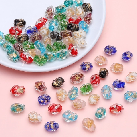 Perles en Verre Lampwork Irrégulières Vintage Avec Feuille d'Or Pour Création de Bijoux DIY Bracelets Colliers Accessoires Perles en Vrac