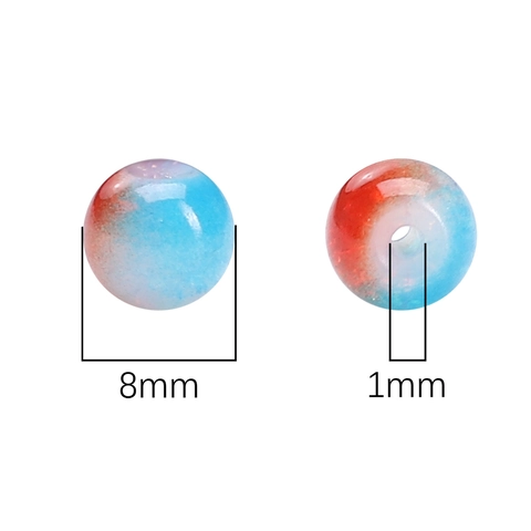 Glass Opalite Round Beads Floral Two-Tone Crackle Finish Loose Beads For Handmade DIY Bracelet Necklace Jewelry Making Accessories