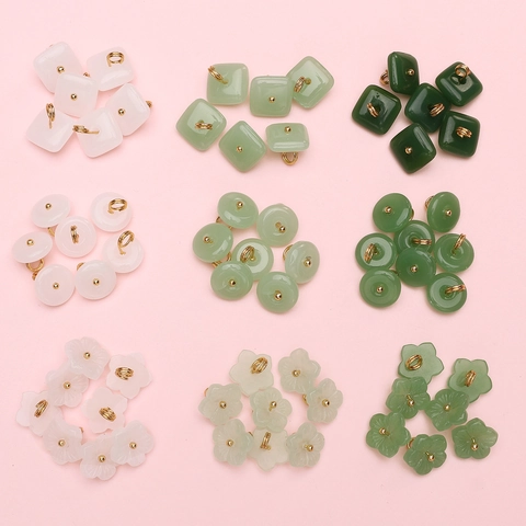 Accessori per Gioielli Fai-da-te Ciondoli in Vetro Imitazione Giada Mughetto Fibbia Ping An Stile Cinese Pendente per Orecchini Forniture Artigianali Donna