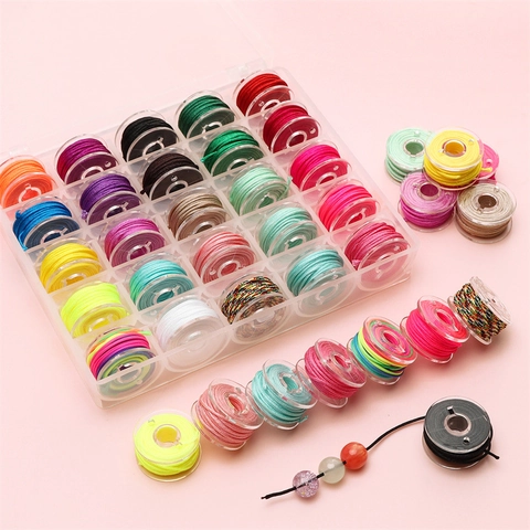 Cordones De Cuentas Multicolores Para Hacer Joyas De Bricolaje En Contenedor De Almacenamiento Hilos Elásticos Pulsera Artesanal