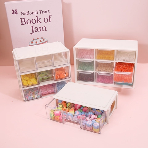 Acrylic Nine Grid Mini Drawer Desktop Storage Box Transparent Jewelry Organizer For DIY Beads Materials Small Cabinet