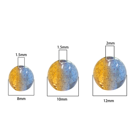 Resin Glitter Beads Dual Color Striped Round Loose Beads for DIY Jewelry Making Bracelet Necklace Handcraft Accessories