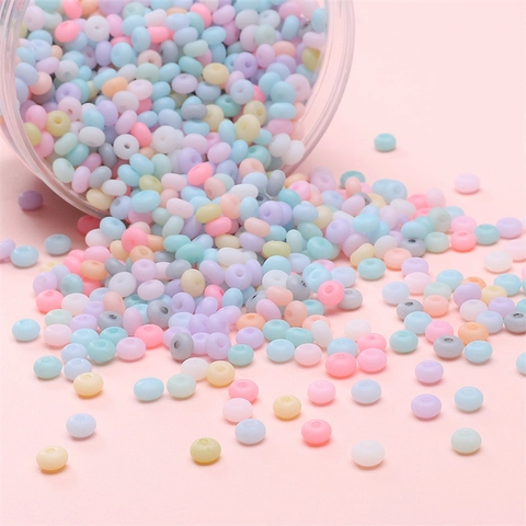 Perles d'Abaque en Verre Dépoli Couleur Macaron Perles d'Espacement Rondelles en Vrac pour la Fabrication de Bijoux DIY Bracelet Collier