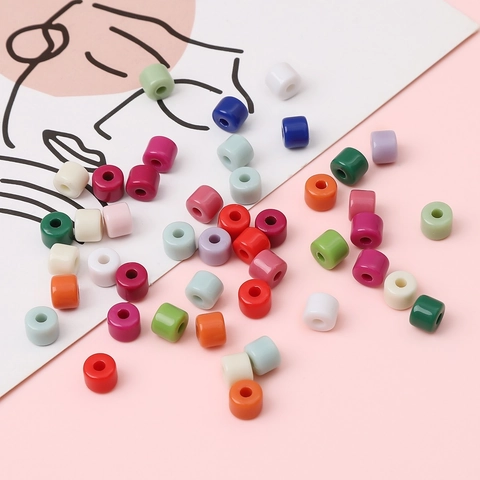 Perles Cylindriques en Acrylique de Couleur Unie pour la Fabrication de Bijoux DIY Bracelet Collier Accessoires d'Artisanat