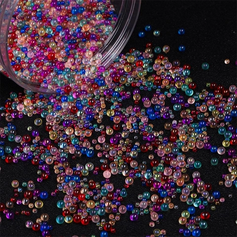 Iridescent Glass Beads No Hole Bubble Beads For DIY Resin Crafts Nail Art Jewelry Making Phone Case Decoration