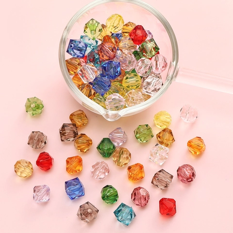 10mm Faceted Acrylic Beads For DIY Jewelry Making Colorful Transparent Round Bicone Square Loose Spacer Beads For Handmade Accessories