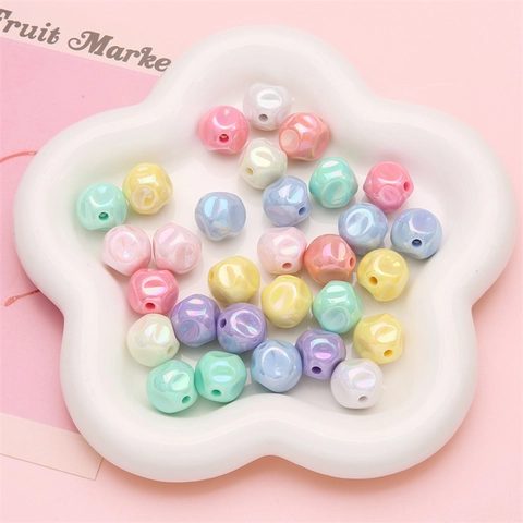 Irregular Fig Acrylic Beads Rainbow Color Plated Macaron Beads For DIY Bracelet Necklace Clothing Accessories Loose Beads