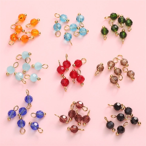Faceted Glass Ball Pendants With Metal Loop Round Beads For Necklace Earring DIY Jewelry Making Pendant Only Without Chain