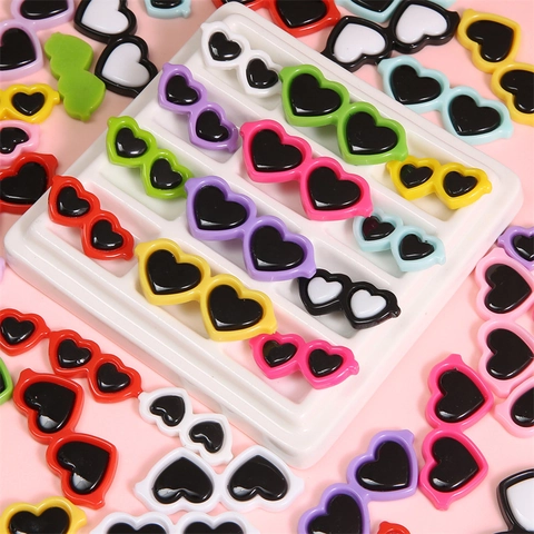 Acrylic Heart Mini Sunglasses DIY Accessories For Doll Toy Face Decoration Heart Shape Craft Materials Multicolor Mixed