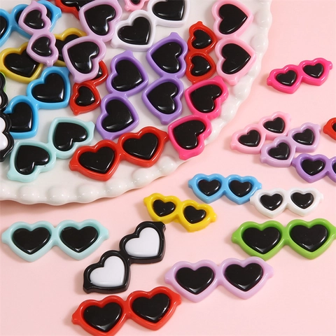 Acrylic Heart Mini Sunglasses DIY Accessories For Doll Toy Face Decoration Heart Shape Craft Materials Multicolor Mixed