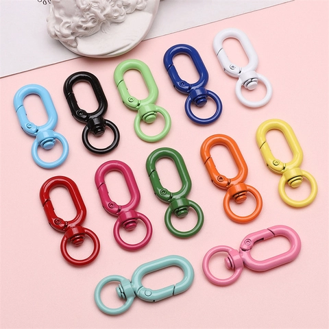 Portachiavi con Chiusura a Moschettone Girevole Colorato Gancio in Metallo DIY 16x39mm Forma 8 per Borse Chiavi Gioielli