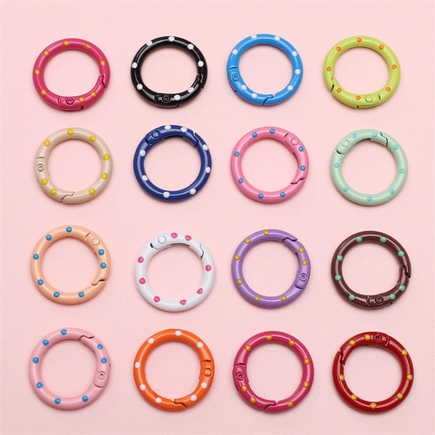 Boucle Anneau en O à Ressort en Alliage à Pois pour Création de Bijoux DIY Porte-clés Accessoires de Sac Crochet Mousqueton Rond en Métal
