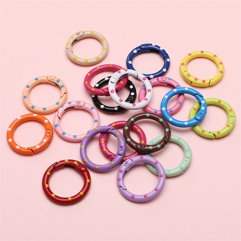 Boucle Anneau en O à Ressort en Alliage à Pois pour Création de Bijoux DIY Porte-clés Accessoires de Sac Crochet Mousqueton Rond en Métal