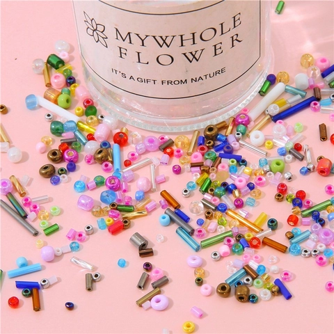 Set di Perline di Vetro DIY Colori Misti Perline a Cannucce per Creazione Gioielli Artigianato Ricamo Bracciale Anello Materiali Fatti a Mano