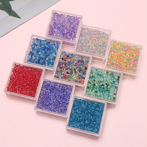 Glass Round Seed Beads Dye Core Multi Color Transparent Loose Beads Craft DIY Bracelet Necklace Jewelry Making Finding Craft Beads
