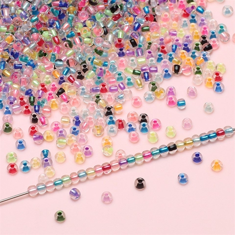 Transparent Dyed Core Glass Seed Beads For DIY Jewelry Making Bracelet Necklace Colorful Silk Fluorescent Round Beads Material