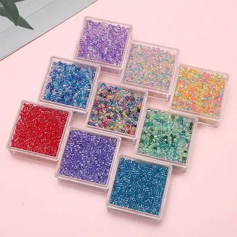 Transparent Dyed Core Glass Seed Beads For DIY Jewelry Making Bracelet Necklace Colorful Silk Fluorescent Round Beads Material