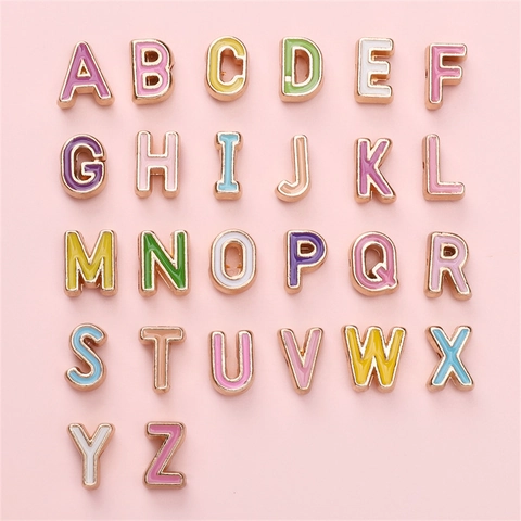 Colorful Enamel Alphabet Letter Beads Alloy Gold Plated A-Z Spacers For DIY Jewelry Making Bracelet Necklace Accessories