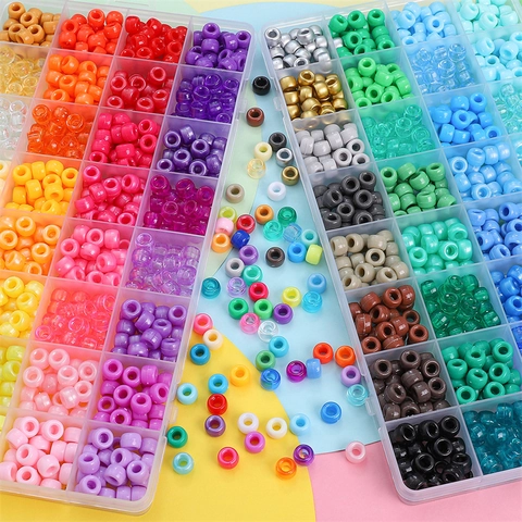 Colorful Plastic Pony Beads Kit With Multi Compartment Storage Box For DIY Bracelet Necklace Ring Jewelry Making Set
