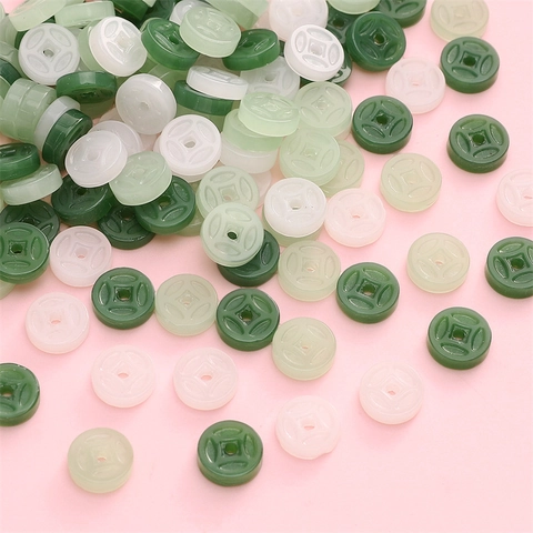 Perle in Vetro Stile Moneta Antica Cinese Per Gioielli Fai Da Te Perle Rotonde Con Foro Quadrato Per Braccialetti Fatti A Mano