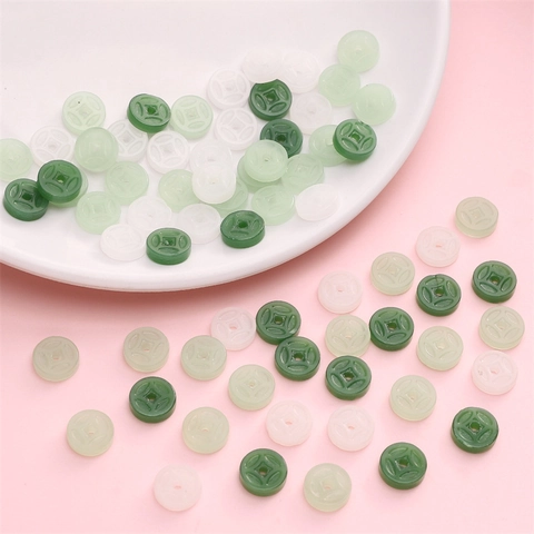 Perle in Vetro Stile Moneta Antica Cinese Per Gioielli Fai Da Te Perle Rotonde Con Foro Quadrato Per Braccialetti Fatti A Mano