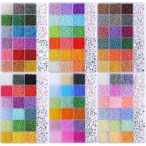 Colorful Glass Seed Beads And Letter Beads Set With Storage Box For DIY Jewelry Making Handmade Bracelet Necklace Jewelry Kit