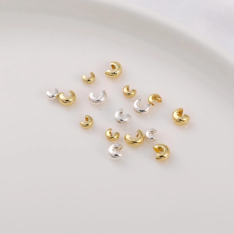 Kupfer 14K Gold Gefüllte Halbmond Quetschperlen-Abdeckungen Metall Mond Schnallen Für Handgefertigte DIY Schmuck Materialien