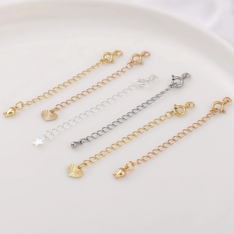 Cadena de Extensión de Joyería Accesorios DIY Metal con Colgante de Corazón Estrella Gota de Agua Cierre de Resorte para Fabricación de Collar Pulsera