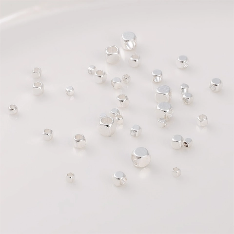 Silver Plated Copper Cube Beads Square Spacer Beads For Handmade DIY Jewelry Bracelet Necklace Crafting Supplies