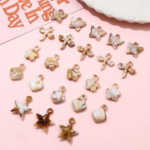 Pendentifs en Acrylique Texture Marbre Forme de Papillon Coeur Dauphin Breloques Pour Fabrication de Bijoux DIY Boucles d'Oreilles Bracelet