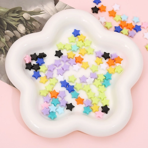 Perline a Stella in Acrilico a Tinta Unita Per Creazione di Gioielli DIY Perline a Forma di Stella da 10mm Per Braccialetti e Collane