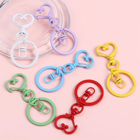 Herzform Legierung Metall Spritzlackiert Schlüsselanhänger Ring Für Damen DIY Handtasche Charme Zubehör Bunt Matt Schlüsselring Halter