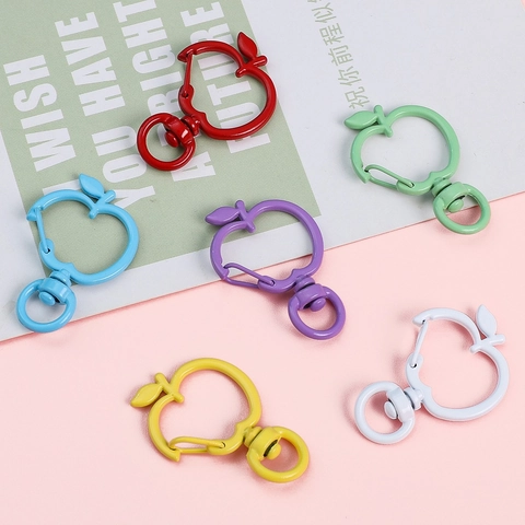 Ganchos de Llavero con Cierre de Langosta de Aleación de Metal Pintado en Forma de Manzana Para Joyería DIY Accesorios de Suspensión